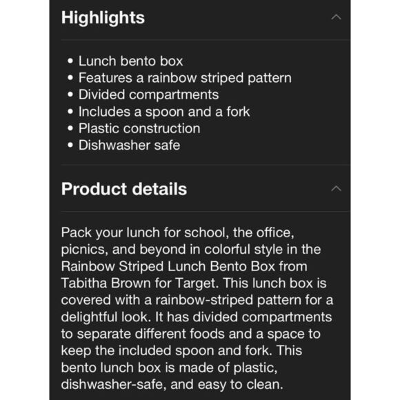 Tabitha Brown Bento Color Striped  Lunch Snack Eat Set - Picture 5 of 6